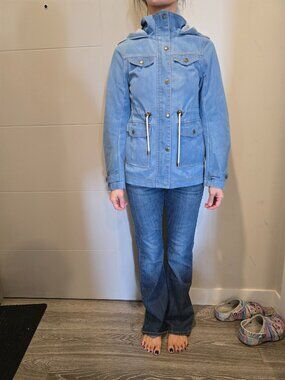 MIA MELON Denim Jacket Coat With Hood Size XS